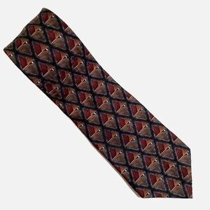 OSCAR DE LA RENTA Burgundy Foulard Silk Tie Pocket Square